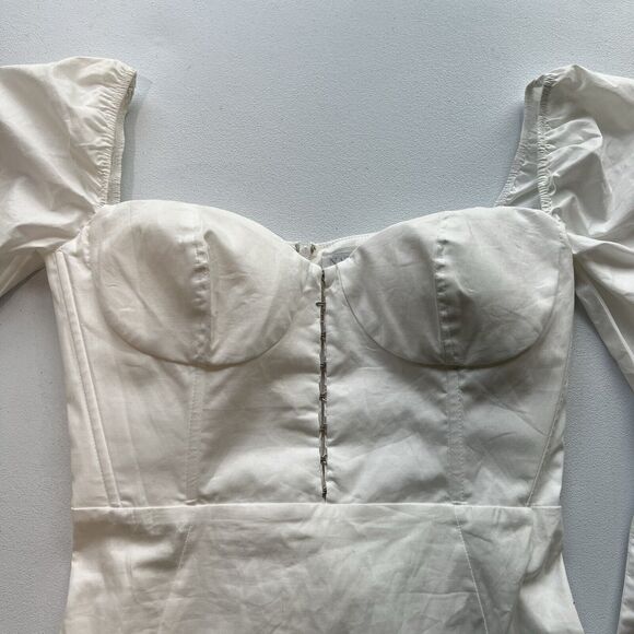 Nat & Liv Regina Dress White Size Medium Corset‎ Long Sleeve Mini Dress - Picture 3 of 6
